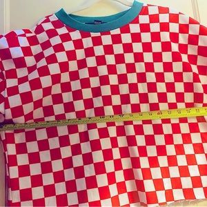 NWOT- 2 Piece Red & white checkerboard jogger/matching crop top Plus size 0X